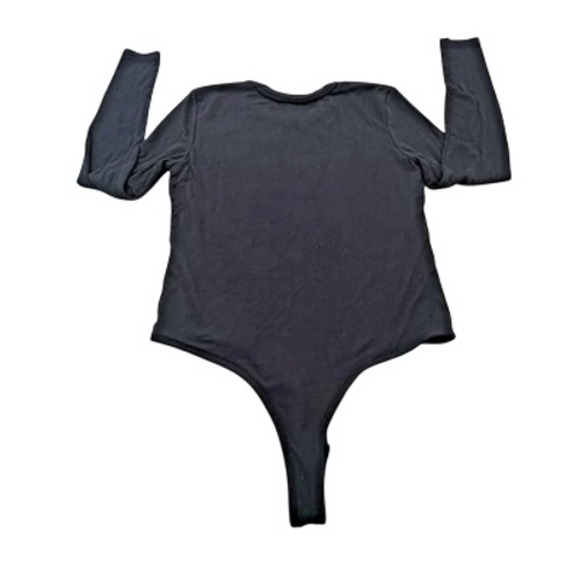 Magaschoni Black Micromodal Spandex Long Sleeve Thong Bodysuit Size S‎ - Picture 2 of 9